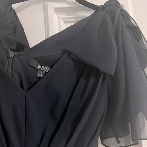 Mischka Collection navy blue chiffon gown